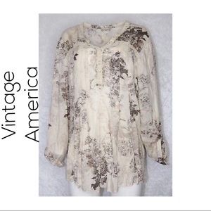 VINTAGE AMERICA BOHO FLOWY TOP, SIZE 2X
